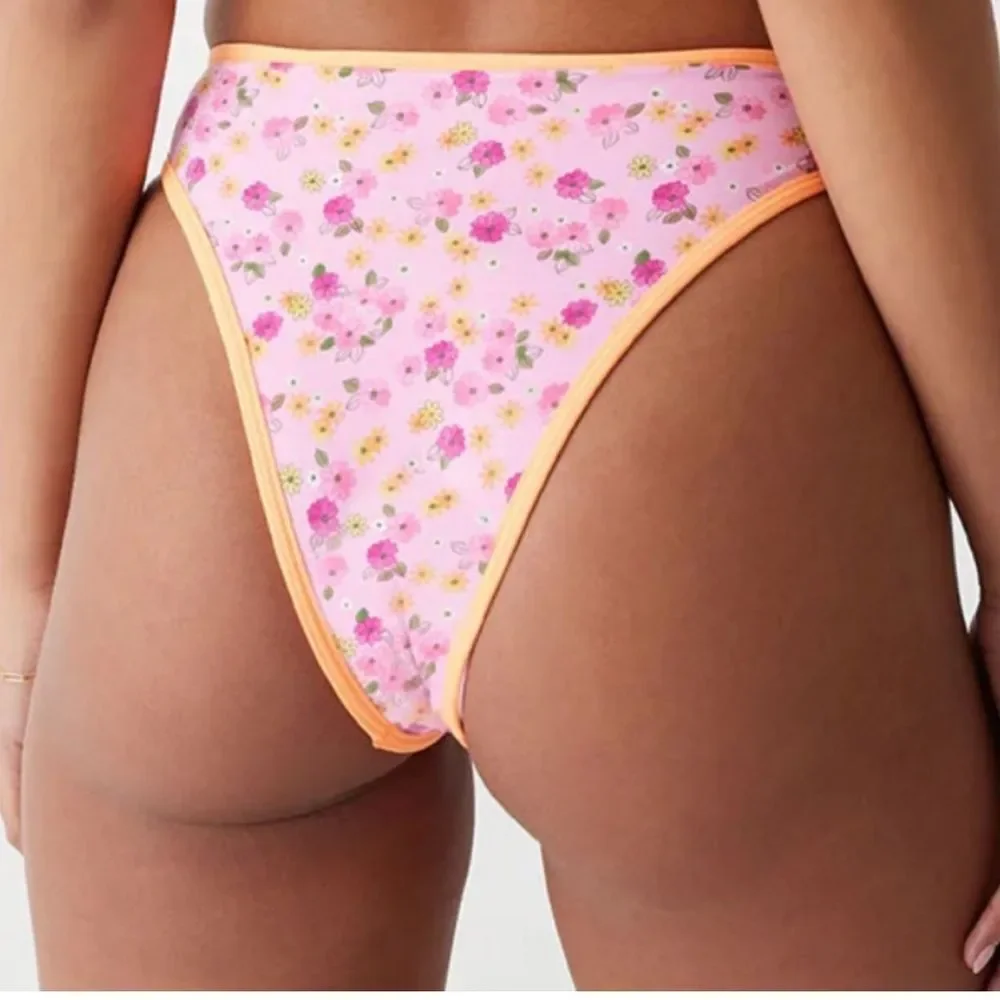 NWT Frankie’s Bikinis Laura High Waist Cheeky Bikini Bottom Pink- Size Small